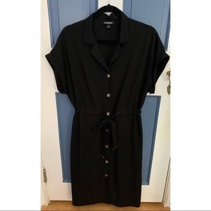 Roz & Ali Black Button-up Tie Dress